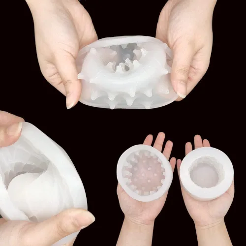 Vista 6 de 2 moldes de vela de silicona, moldes de vela de resina de pilar cilíndrico para hacer velas, taburete redondo 3D para sofá de silicona para velas