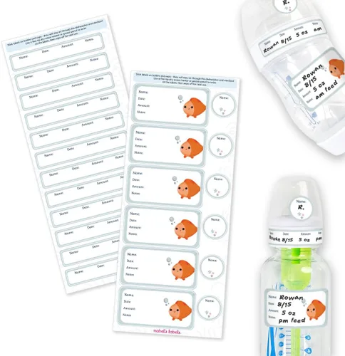 Vista 11 de Etiquetas de Mabel's Labels para biberones del bebé – 24 etiquetas de nombre personalizables y lavables para guardería, almacenamiento de leche