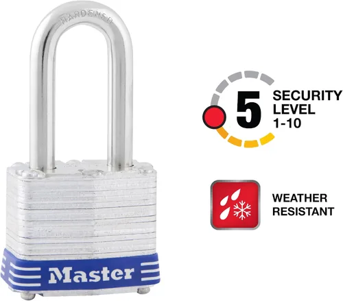 Vista 2 de Master Lock 3DLF- Candado de argolla larga, con 1-1/2 pulgadas. Argolla