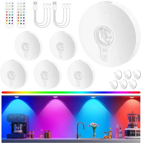 Vista 12 de Luces LED recargables con control remoto, paquete de 3 luces magnéticas para debajo del gabinete, luces LED accionadas a pila de 1500mAh
