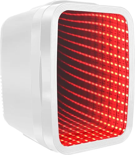 Vista 8 de FANSEXPERT Mini nevera, refrigerador pequeño de 4 litros/6 latas con luz LED regulable, mini enfriador y calentador portátil de CA/CC, refrigerador