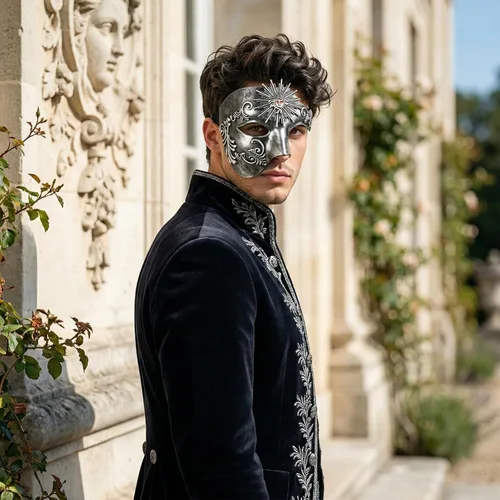 Vista 4 de Thmyo Half Face - Máscara de mascarada de carnaval veneciano para hombre, diseño vintage de Phantom of the Opera