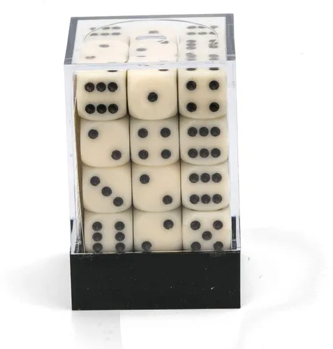Vista 2 de Chessex CHX25800 Dice-Opaque: 36D6 Juego Marfil/Negro