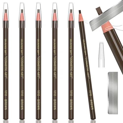 Vista 13 de Kit de maquillaje para tatuar cejas y suministros de microblading con lápices de cejas resistentes al agua - Permanentes, en 5 colores, lápices
