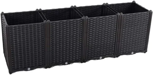 Vista 49 de BAOYOUNI - Juego de jardinera cuadrada para interiores o exteriores, maceta de plástico, caja de cultivo para verduras frescas, hierbas, flores