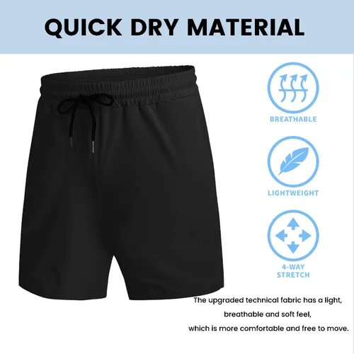 Vista 4 de COOFANDY - Paquete de 2pantalones cortos de entrenamiento para hombre, diseño con bolsillos, de secado rápido, para fisicoculturismo, levantamiento