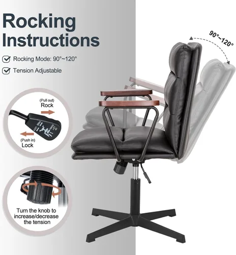 Vista 4 de Okeysen Silla de escritorio de oficina sin ruedas, silla ergonómica con Negro