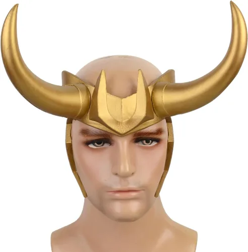 Vista 4 de Casco de Halloween con cuernos de superhéroe para hombre, para disfraz de rol, cosplay