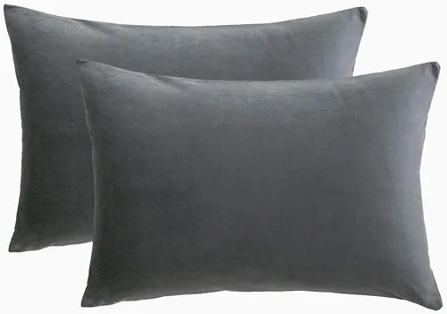 Vista 42 de RainRoad Fundas de Almohadas Decorativas Negras Juego de 2 de Terciopelo Suave 18x18 Pulgadas para Sofá Cama (Negro, 18" x 18"(Paquete de 2))