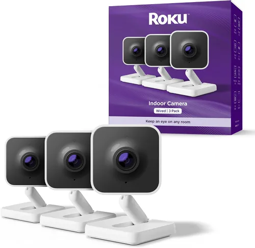 Vista 8 de Cámara Roku interior - Seguridad para el hogar - 1 paquete - Cámara de seguridad con cable y monitor para mascotas con visión nocturna HD