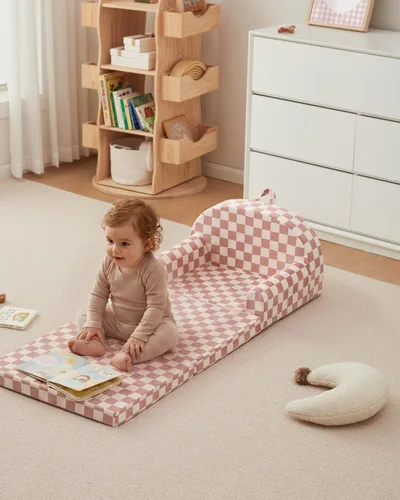 Vista 2 de Blissful Diary Sofá plegable para niños, 2 en 1, sofá para niños, cuadros