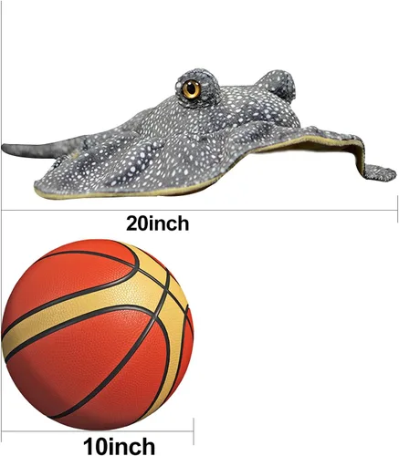 Vista 9 de Juguete de peluche de pez raya de simulación – 20 pulgadas, manta raya, leopardo, mantarraya, leopardo, mantarraya, juguete de mar profundo, lindo