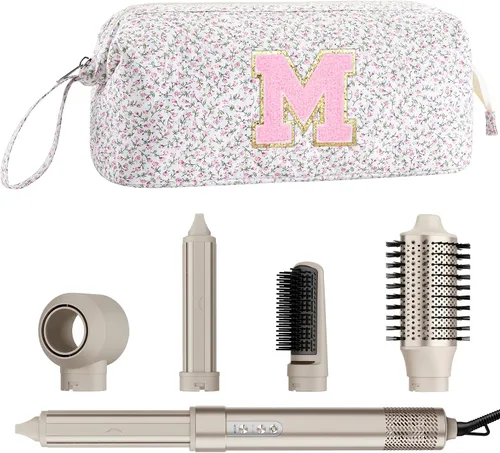 Vista 6 de Bolsa de viaje para herramientas para el cabello con inicial compatible con Floral rosa
