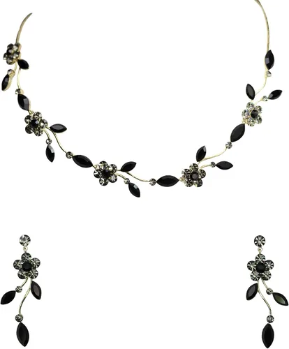 Vista 43 de Faship - Juego de collar y aretes con cristales de imitación florales AB