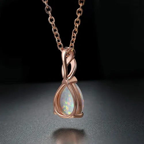 Vista 4 de Collar de ópalo chapado de 18 quilates oro blanco y oro rosa para mujer