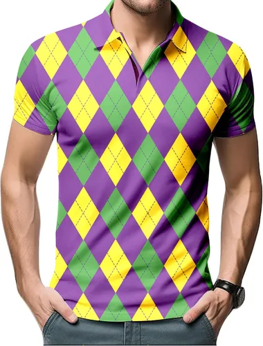 Vista 12 de Camisa de golf de los años 80 para hombre, ajuste seco, manga corta, estampada, divertidas, camisas de golf de los años 90 para hombre