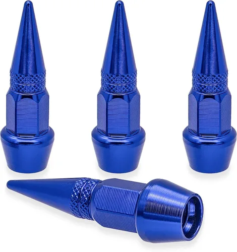 Vista 75 de 4 piezas de tapas de válvula de neumático con estilo púas, cubiertas de válvula de neumático universales de aleación de aluminio a prueba de polvo