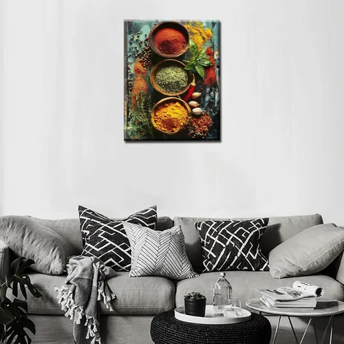 Vista 2 de Variedad de especias y hierbas, kits de pintura por números con pinceles, condimentos de cocina, pintura al óleo acrílica para adultos y niños