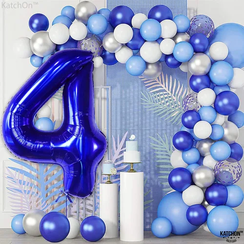 Vista 8 de KatchOn Globos azules del número 4 para cumpleaños de 40 pulgadas
