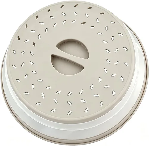 Vista 16 de Cubierta plegable antisalpicaduras para microondas, cubierta de plato para microondas con ventilación de vapor (10.5 pulgadas, beige) Microwave