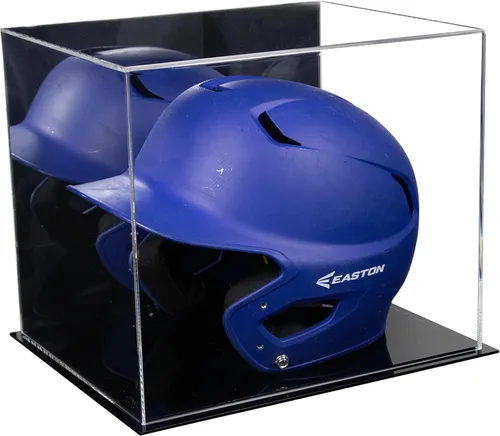 Vista 29 de Better Display Cases Vitrina acrílica para casco de bateo de béisbol con espejo, elevadores rosados, montaje en pared y base de espejo (V22/A012)