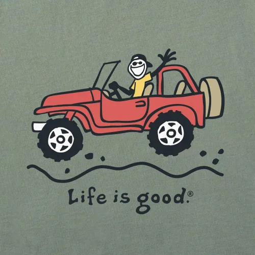 Vista 3 de Life is Good Camisetas Crusher para hombre, camiseta gráfica de algodón de manga corta, Off-Road Jake