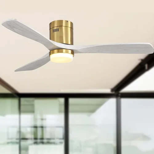 Vista 9 de Sofucor - Ventilador de techo empotrado y de varilla corta de 52 pulgadas con luz, con 3 aspas de madera maciza y control remoto, ventilador