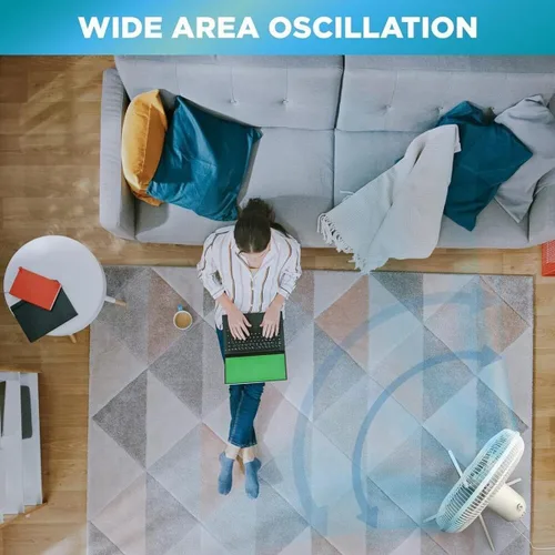 Vista 11 de EZ-Chill Ventilador de pie oscilante de 16 pulgadas, opciones de 3 velocidades, cabezal oscilante de 90 grados, altura y inclinación ajustables