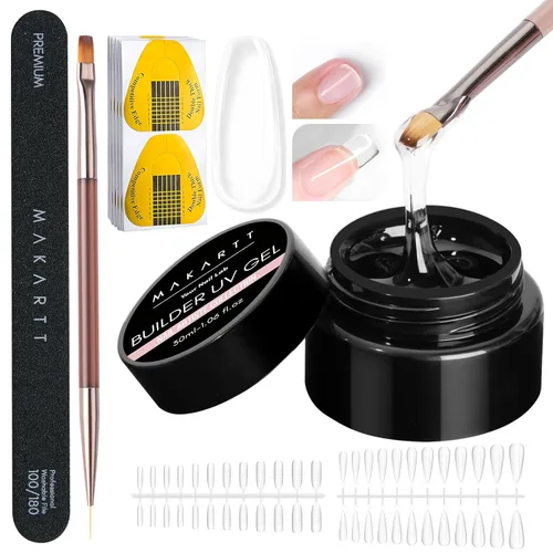Vista 15 de Makartt Arte de uñas de gel 3D: 4 en 1 constructor de gel sólido transparente para extensión, pegamento de uñas UV para uñas acrílicas, diamantes