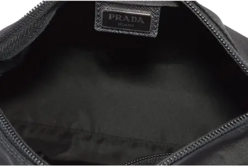 Vista 6 de Prada Vela Nylon Beauty Bag Estuche de maquillaje cosmético - Negro Silver-tone hardware Zipper closure Interior zipper pocket Dust bag and