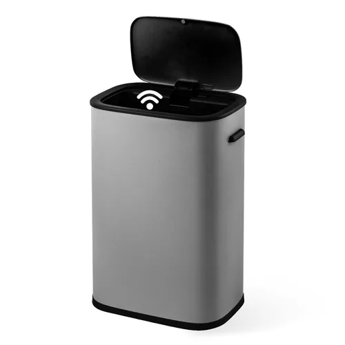 Vista 2 de Fashionwu Basurero de cocina de 55 litros/14.5 galones, bote de basura automático con sensor de movimiento y sin tacto, diseño silencioso