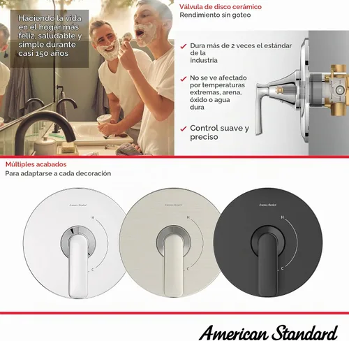Vista 3 de American Standard TU061500.295 kit de moldura de válvula de ducha Aspirations, acabado de níquel cepillado