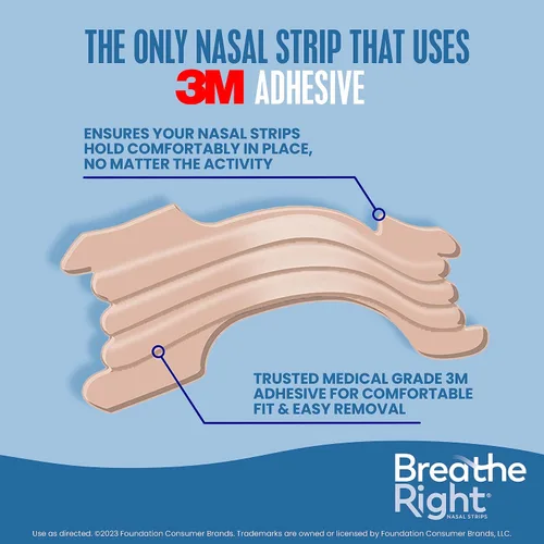 Vista 5 de Breathe Right Tiras nasales, extra fuerza, tiras nasales bronceadas, ayudan a detener los ronquidos, solución para ronquidos sin medicamentos