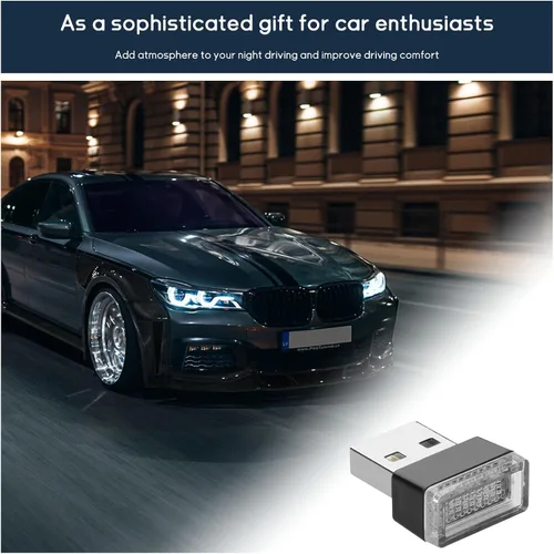 Vista 6 de Dickno 7 PCS Lámpara de Ambiente Interior de Coche LED USB, Mini Luz Nocturna LED Portátil, Kit de Iluminación Ambiental de Maletero con Interfaz