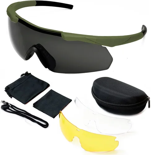 Vista 11 de SPOSUNE Anteojos de disparo para hombre con funda, resistentes a los impactos con 3 lentes, gafas de seguridad antivaho para hombres y mujeres