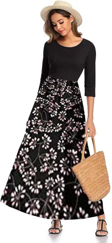 Vista 2 de SHELY vestido largo con estampado floral para mujer con manga 34 informal