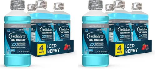 Vista 7 de Pedialyte Solución de electrolitos de hidratación rápida, bayas heladas, bebida de hidratación, 4 botellas, 1 litro cada una