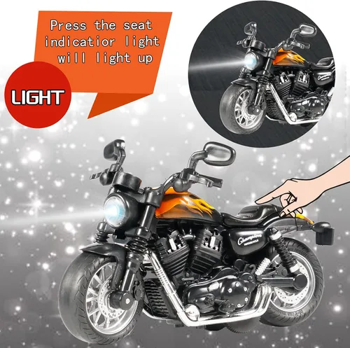 Vista 2 de Motocicleta de juguete fundida a presión, motocicleta con sonidos y luces 1:14 accionados por fricción para niños, juguetes de motocicleta, regalo