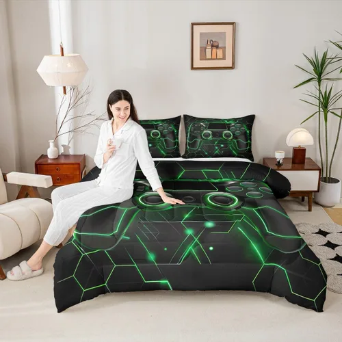 Vista 92 de Erosebridal Juego de edredón de hojas de cannabis, juego de ropa de cama de marihuana con estampado colorido de plantas, decoración bohemia de 2