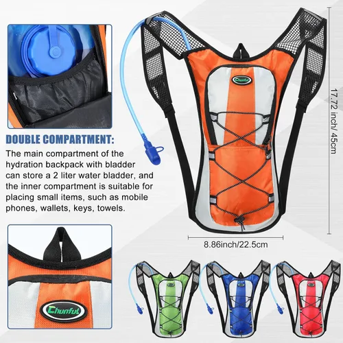Vista 5 de Chunful Hydration Backpack with 2L Water Bladder, Lightweight Hydration Pack Outdoor Water Backpack for Men Women Running Cycling Biking Climbing