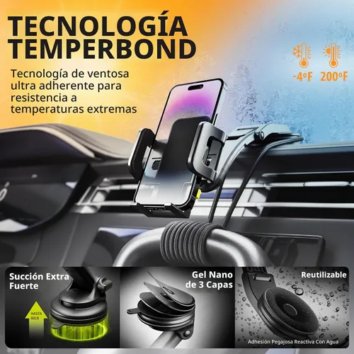 Vista 5 de Bracketron TripGrip Soporte de teléfono de coche para salpicadero – Fuerte soporte de ventosa, liberación con una sola mano, vista ajustable