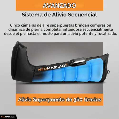Vista 5 de Sistema de recuperación de masaje de compresión de pierna profesional NEUMASSAGE Botas de recuperación de aire recargables inalámbricas