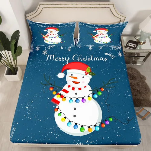 Vista 8 de Erosebridal Divertida sábana bajera ajustable de Halloween para niños, lindo juego de ropa de cama de calabaza fantasma, decoración de Halloween
