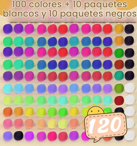 Vista 2 de Arcilla que se seca al aire para niños, 120 paquetes de arcilla de espuma de aire, 100 colores personalizados, más arcilla mágica blanca y negra