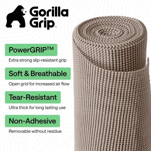 Vista 2 de GORILLA GRIP powerGRIP - Forro para estante de cajón y gabinete, agarre grueso y fuerte, forros no adhesivos que protegen armarios de cocina