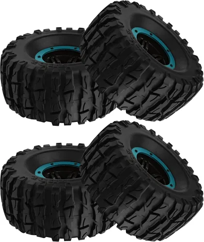 Vista 5 de Neumáticos de goma de 2.2 pulgadas inflables OD135mm y 0.472 in Hub hexagonal de plástico Beadlock llantas de rueda compatibles con Axial SCX10 Azul