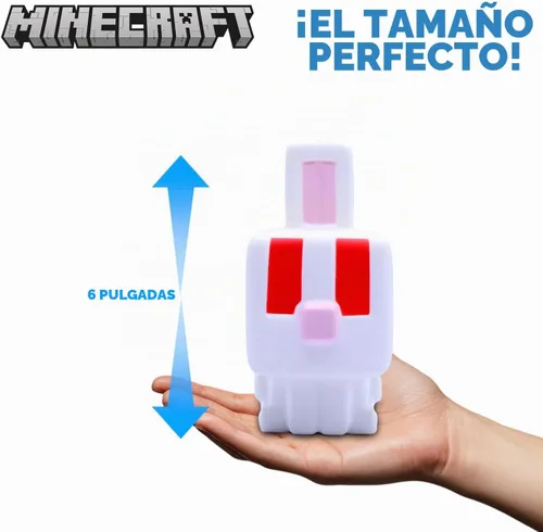 Vista 6 de Minecraft Bunny Mega SquishMe Serie 4 – Peluche oficial de 6" de hinchado lento – Conejo coleccionable, vaca Mooshroom, tortuga y oveja verde