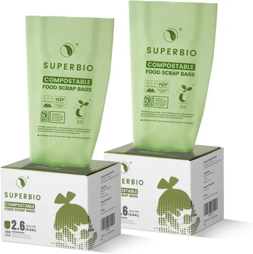 Vista 10 de SUPERBIO Bolsas compostables para restos de comida con asa de 1.6 galones, bolsas pequeñas de compost con asas, 50 unidades, 2 paquetes, BPI y OK