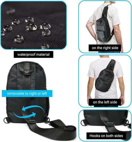 Vista 6 de WESTEND Mochila cruzada con correa ajustable para hombres y mujeres