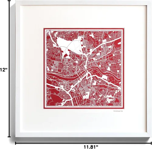 Vista 9 de O3 Design Studio Aberdeen - Mapa de papel cortado en papel blanco de 12 x 12 pulgadas